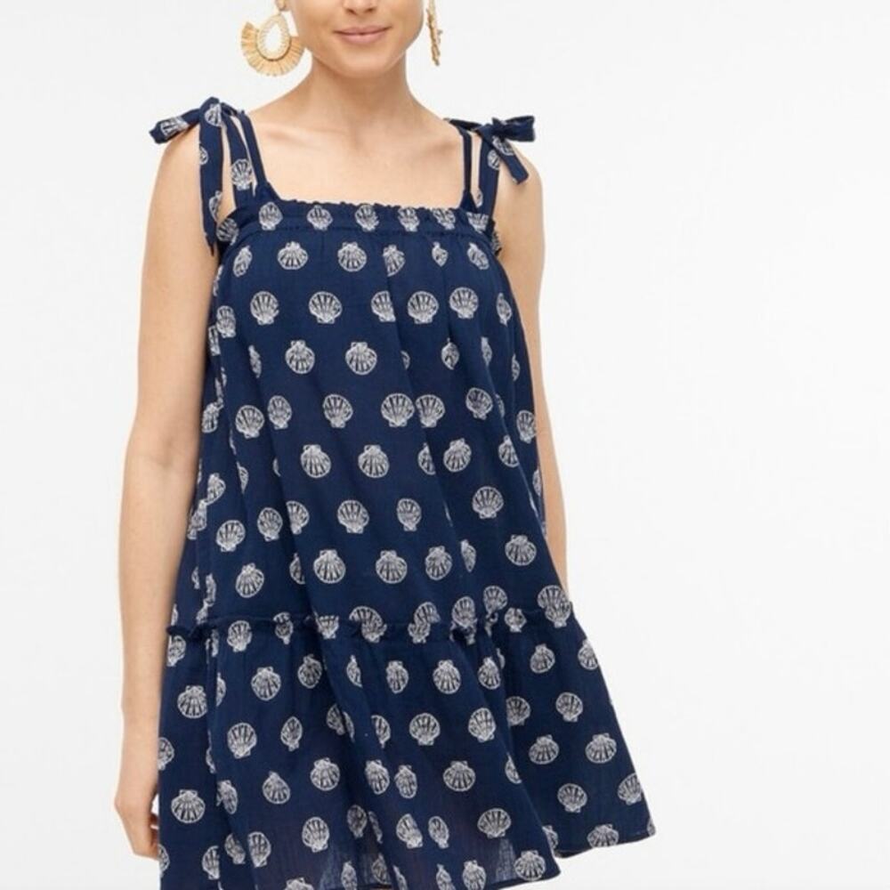 J. Crew Navy Blue Shell Print Mini Dress